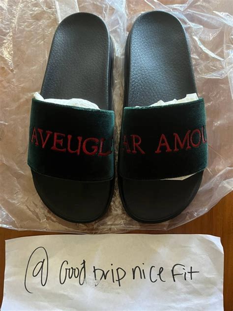 par amour gucci sandals|Buy Gucci L'Aveugle Par Amour Velvet Slide .